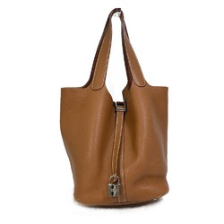 Hermes PicotinLock MM 22 Bag Tote Bag Hand Bag Brown SilverHardware