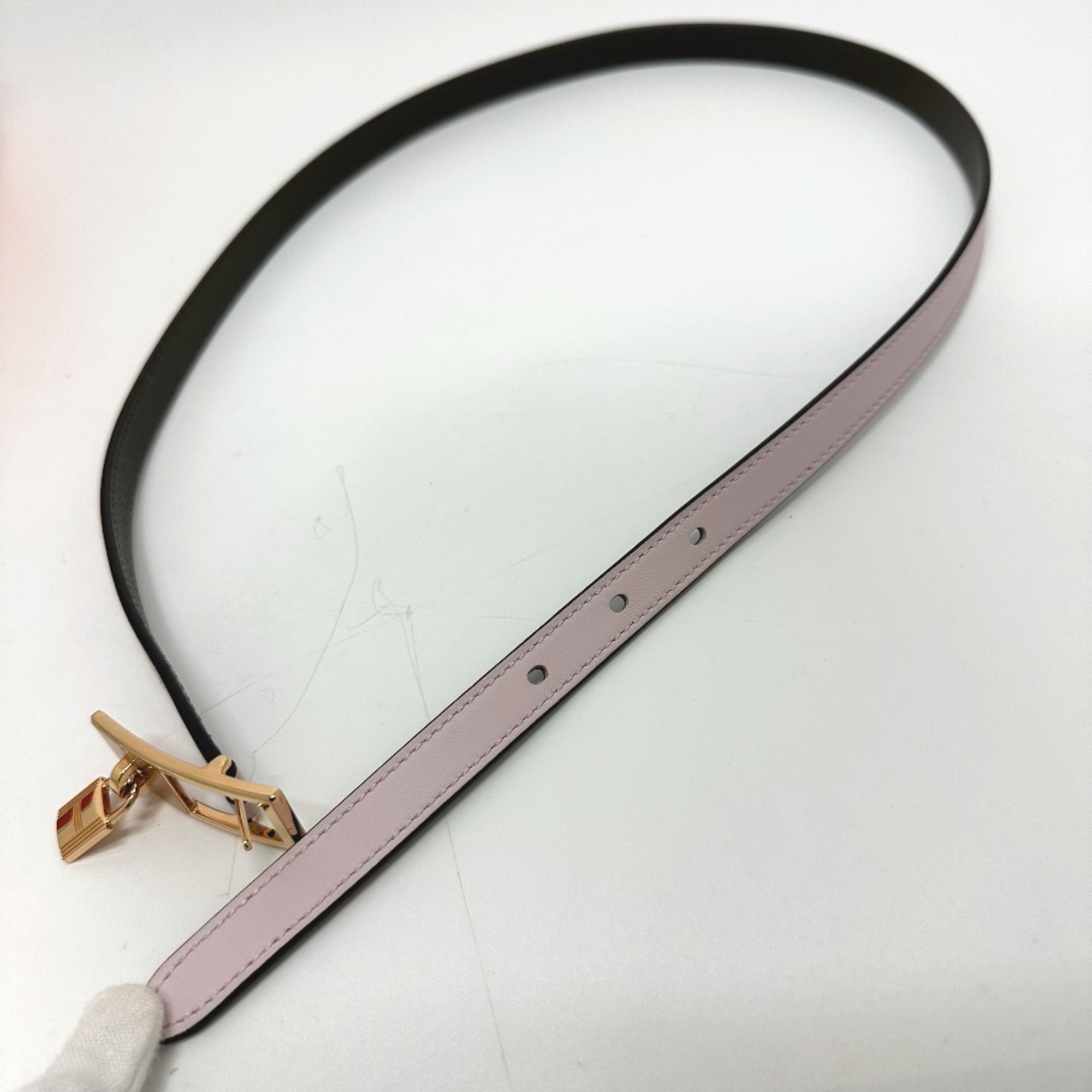 Hermes Cadena/fashion accessories reversible belt pink/khaki GoldHardware