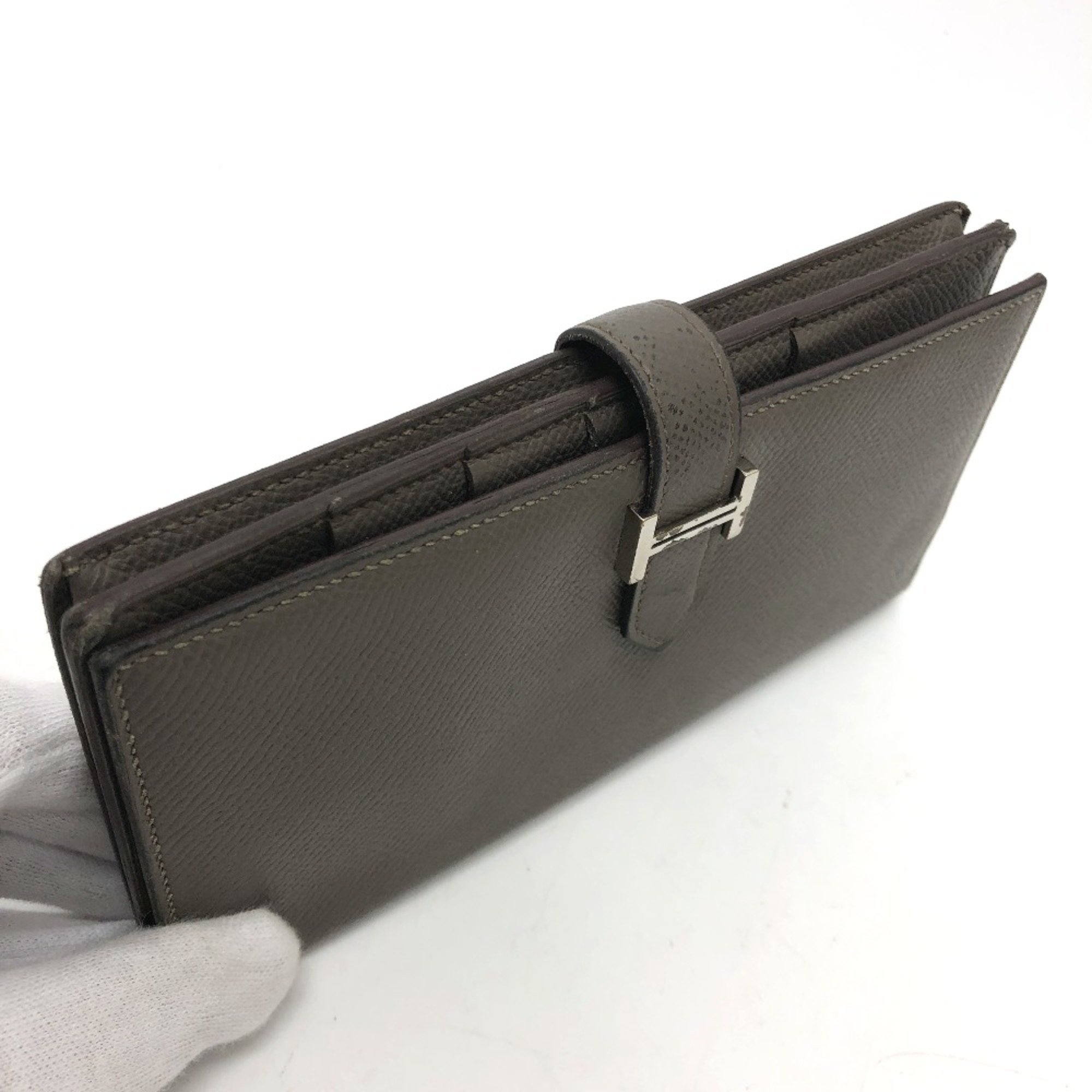 Hermes HHardware Two fold Long Wallet Etain Gray Based