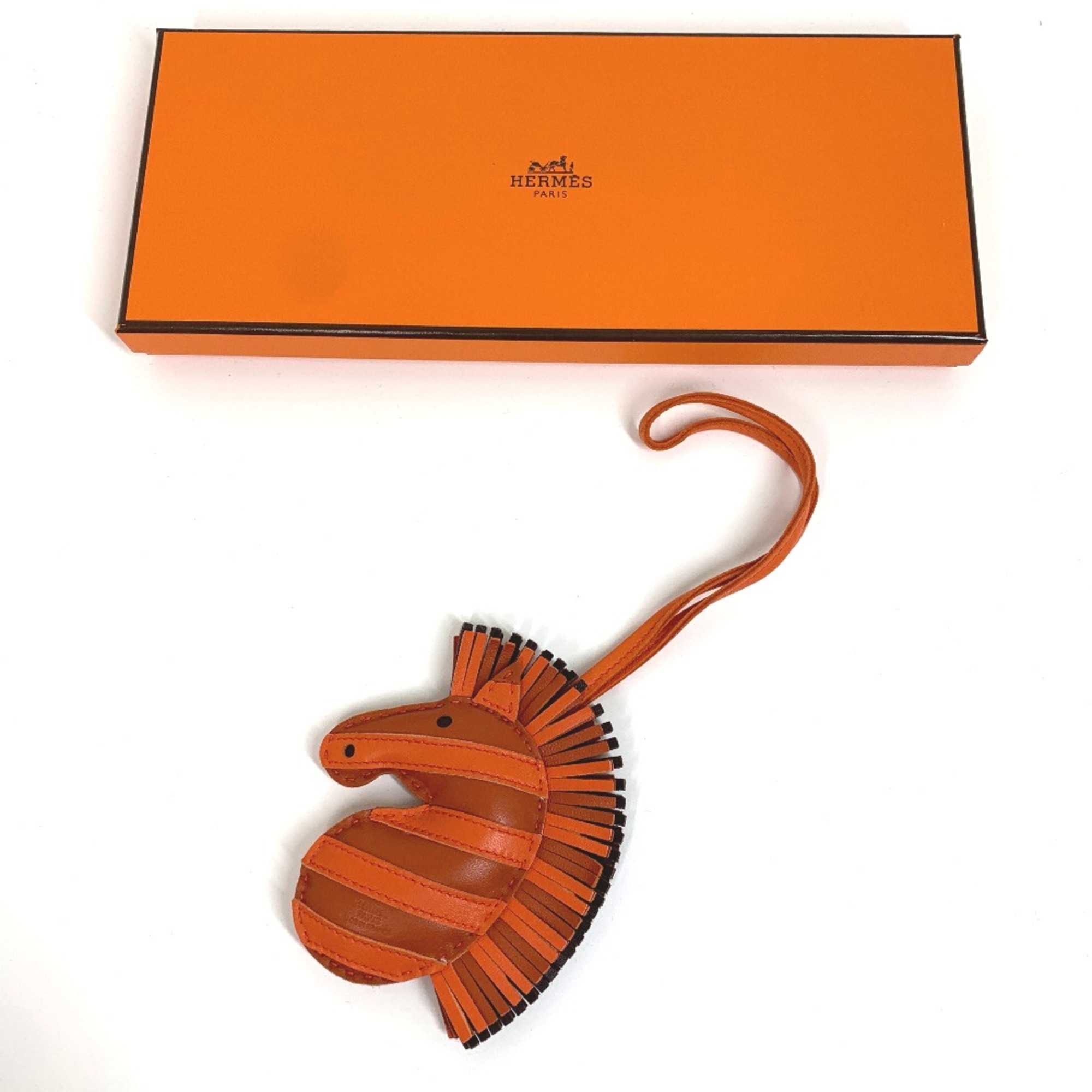 Hermes bag strap Bag Charm Cornelian /Orange Poppy /Rouge Serie Orange