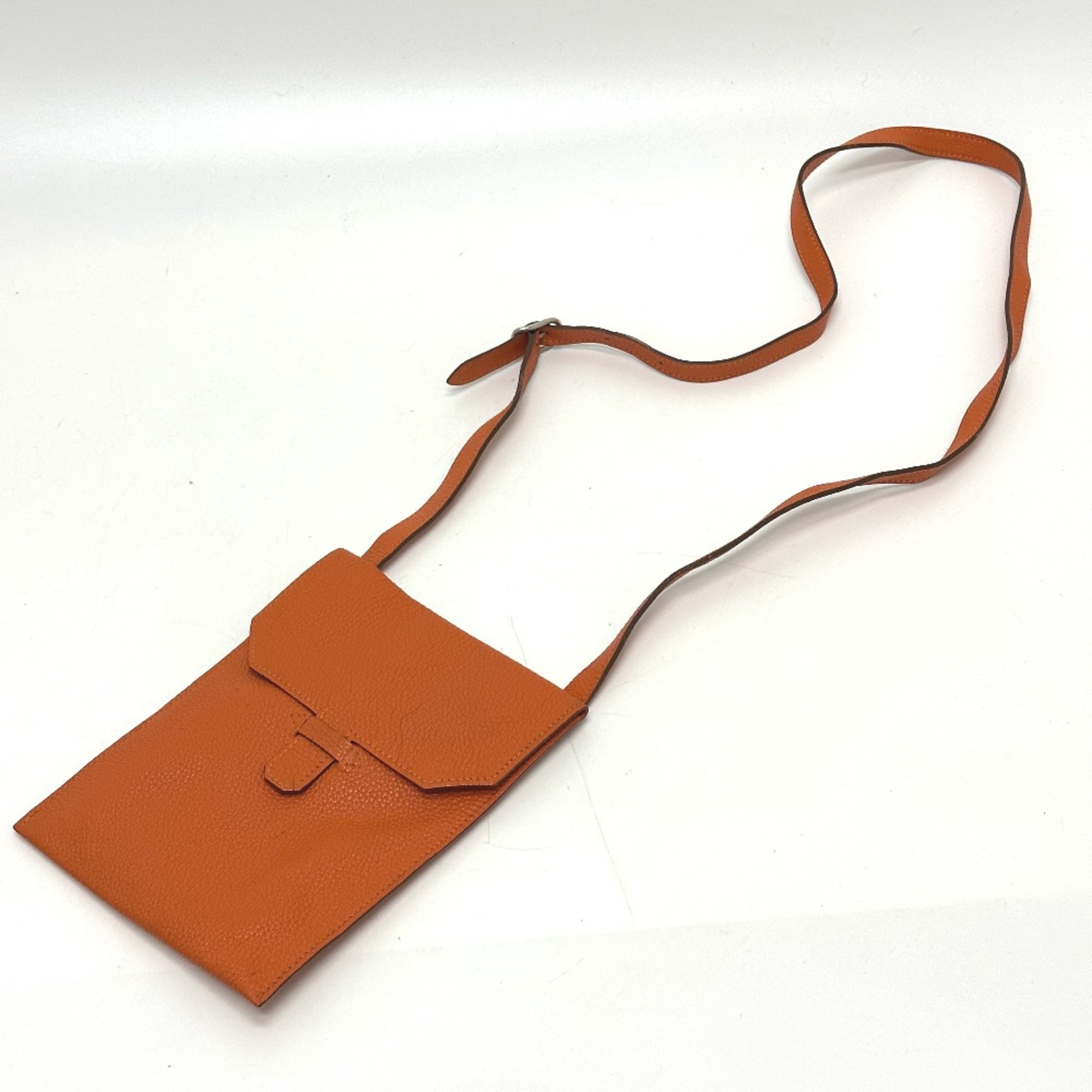 Hermes Crossbody bag Pochette phone pouch phone bag Shoulder Bag Orange eLADY Globazone