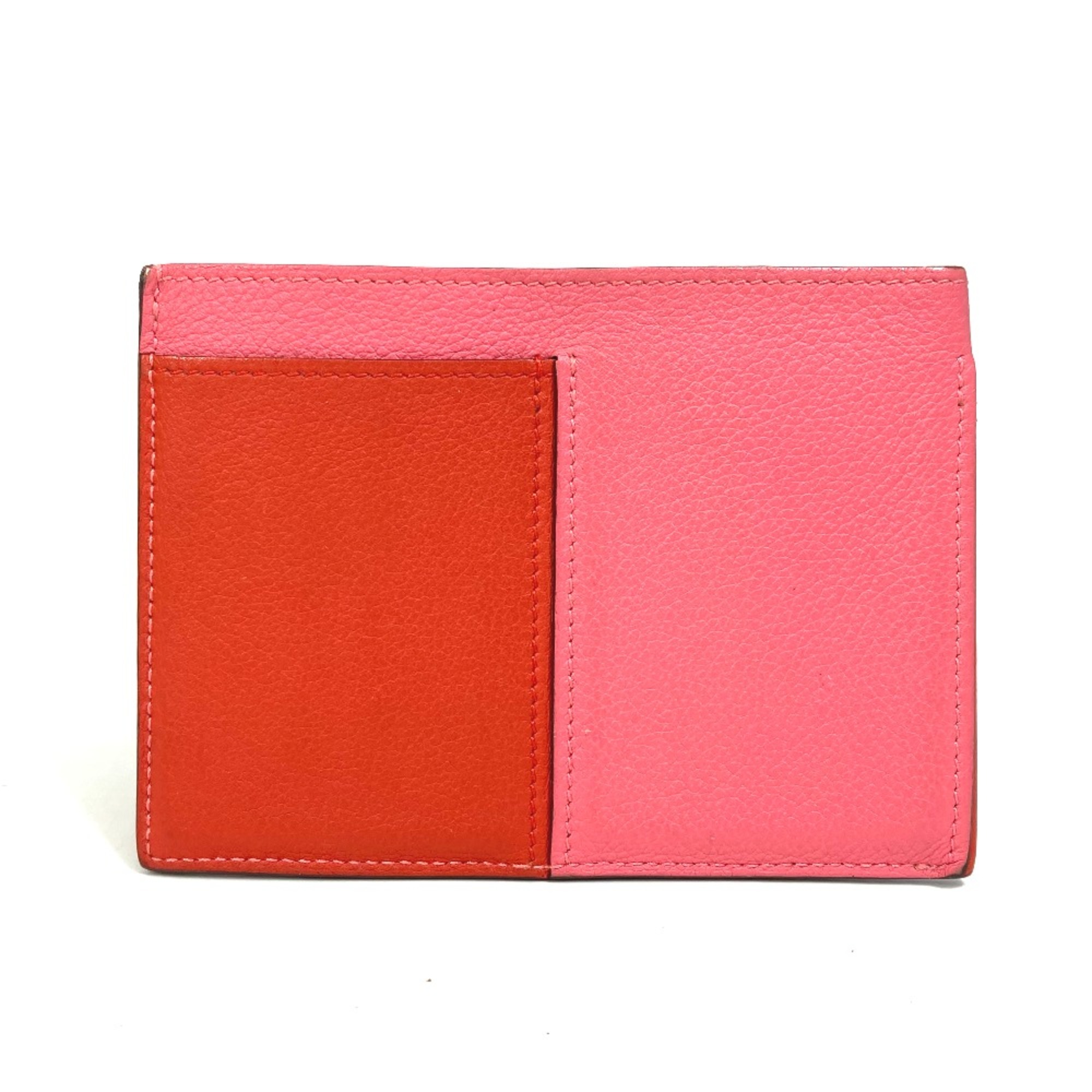 Hermes Multicolore Business Card Holder Pass Case Card Case Rose Azalee x Capucines pink