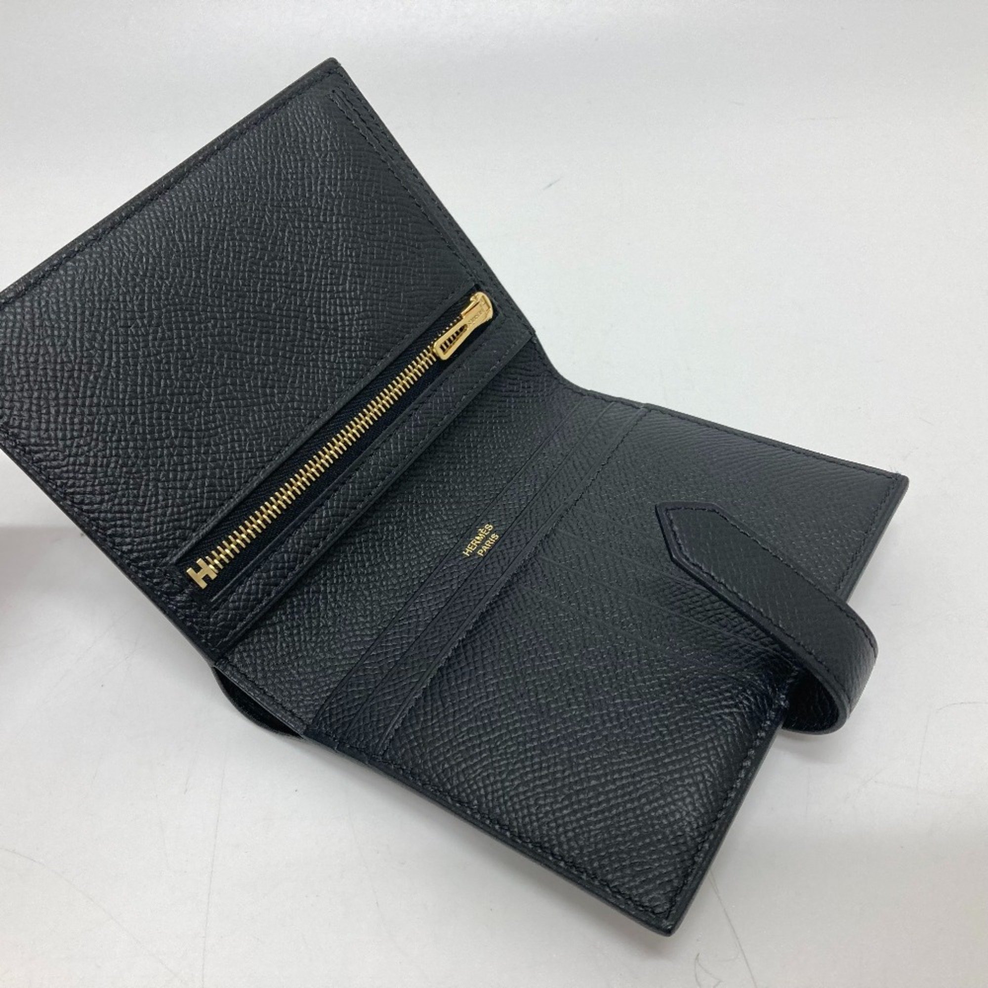 Hermes Wallet Folded wallet GoldHardware Black