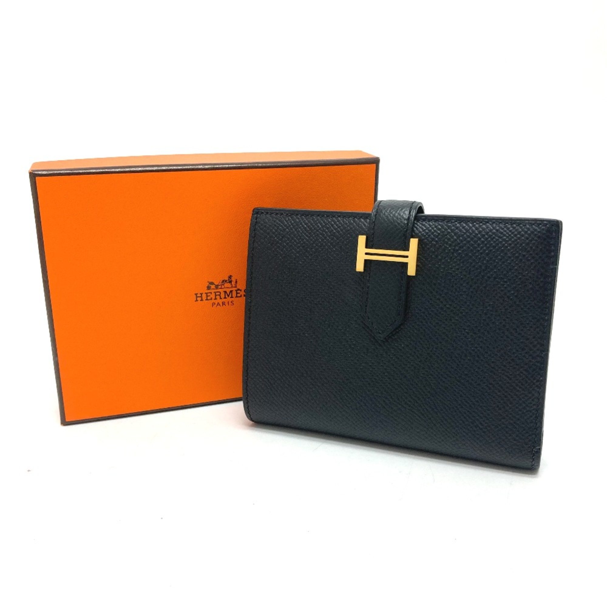 Hermes Wallet Folded wallet GoldHardware Black