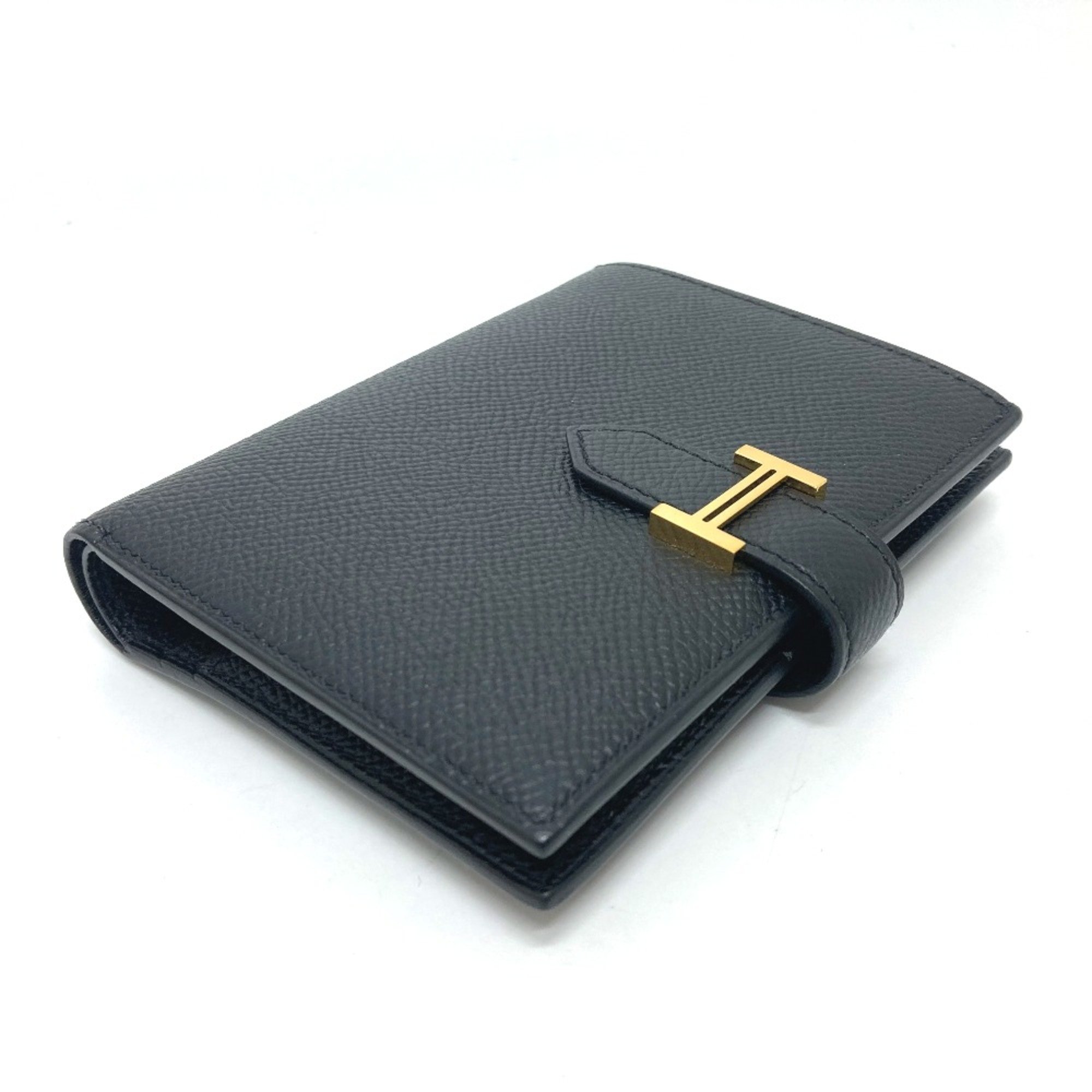 Hermes Wallet Folded wallet GoldHardware Black