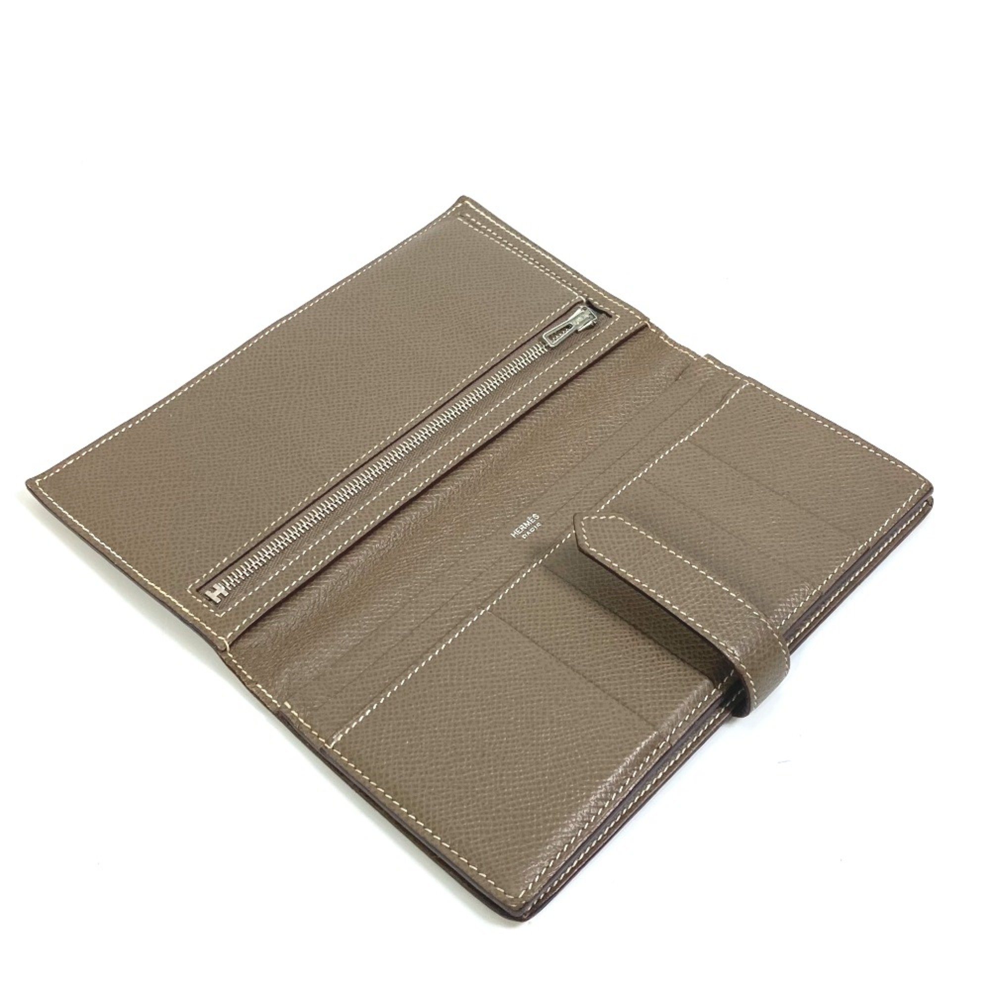 Hermes HHardware Bifold Gussetless Wallet Long Wallet Etoupe Beige