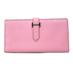Hermes Long Wallet HHardware Two fold Long Wallet pink SilverHardware