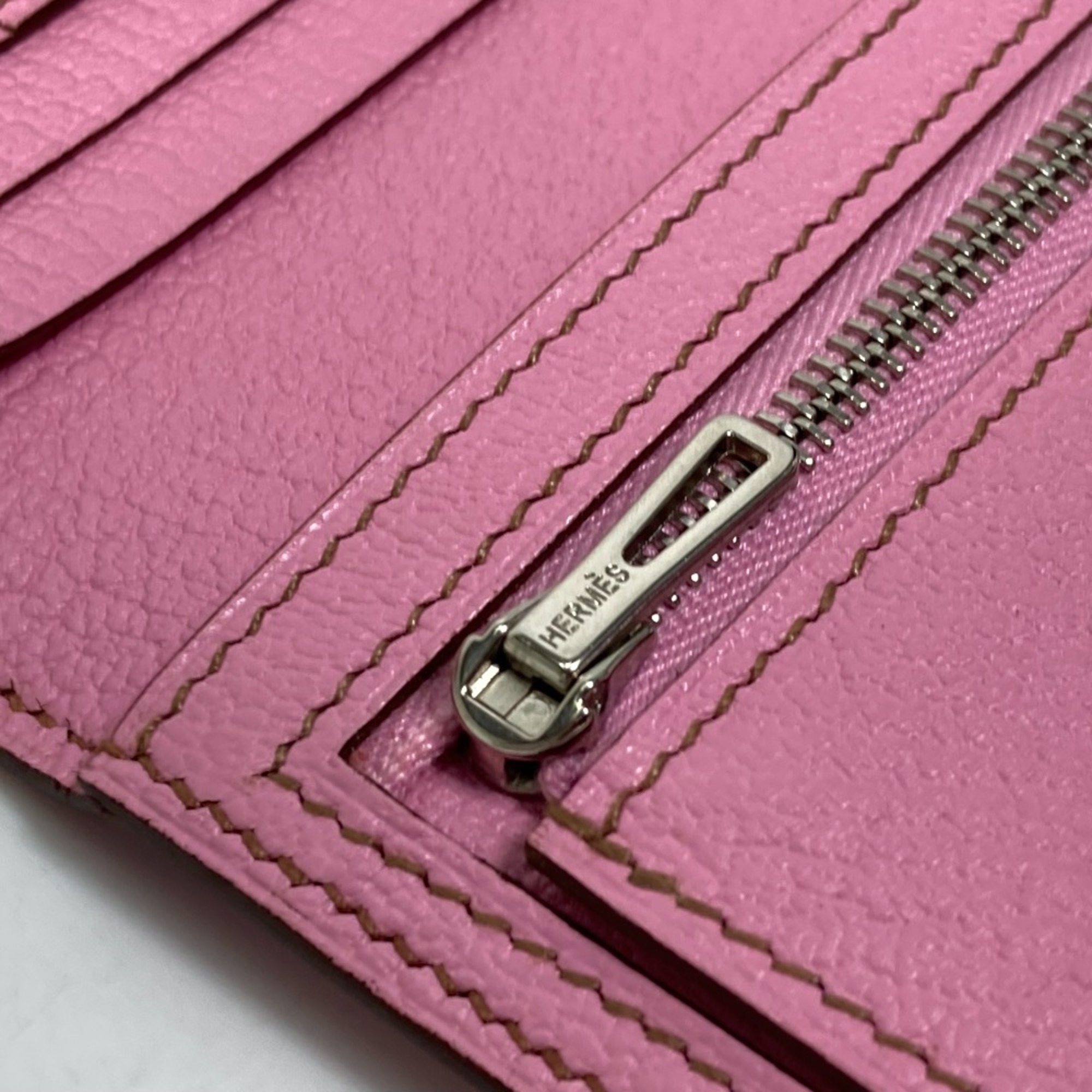 Hermes Long Wallet HHardware Two fold Long Wallet pink SilverHardware