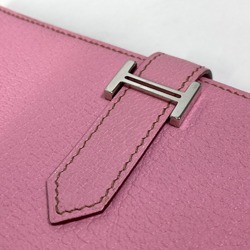 Hermes Long Wallet HHardware Two fold Long Wallet pink SilverHardware