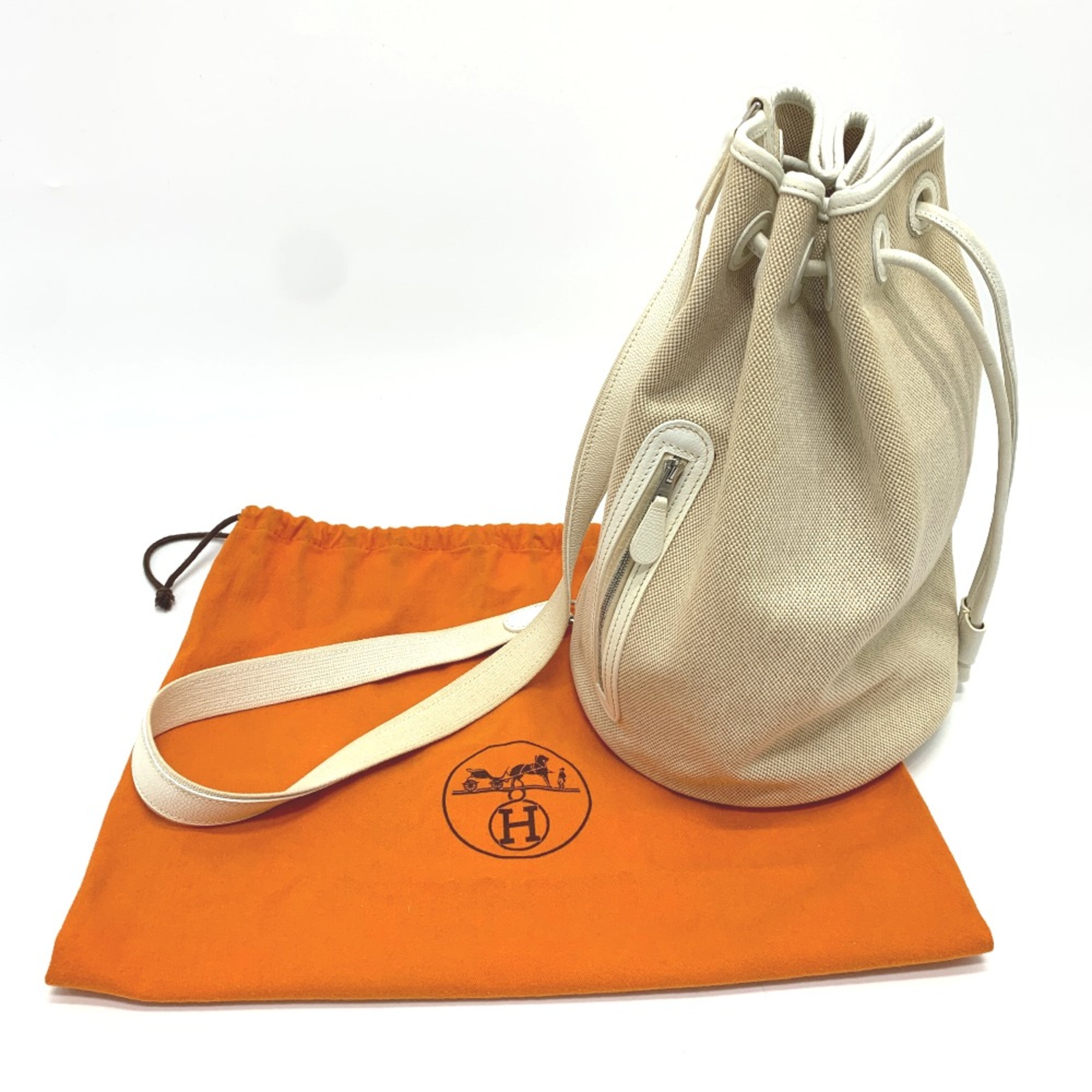 Hermes Shoulder bag drawstring bag one shoulder Shoulder Bag IvoryBased