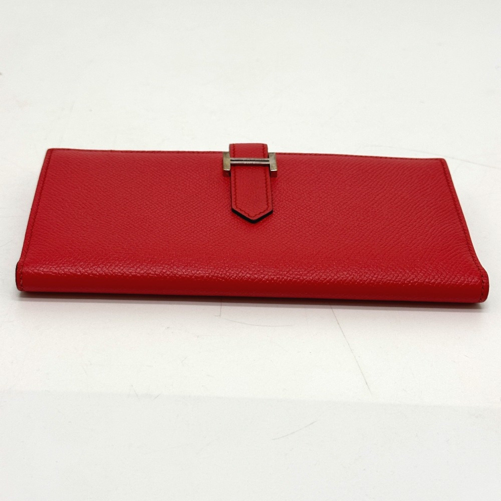 Hermes HHardware 2-fold long wallet Long Wallet Rouge tomato Red