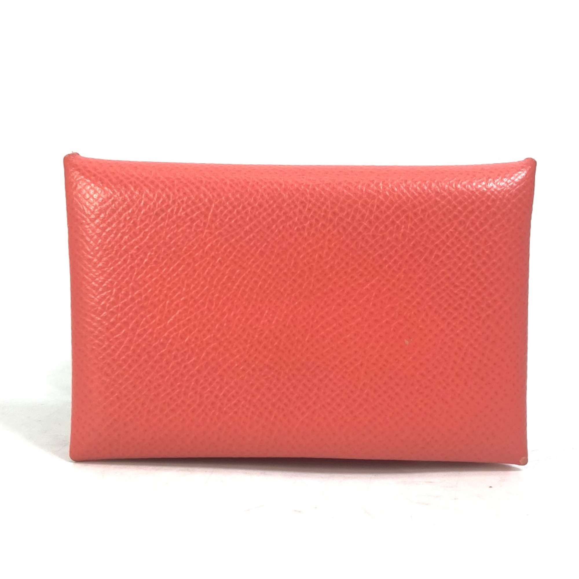 Hermes Two fold Business Card Holder Pass Case Card Case Rose texas RedBased