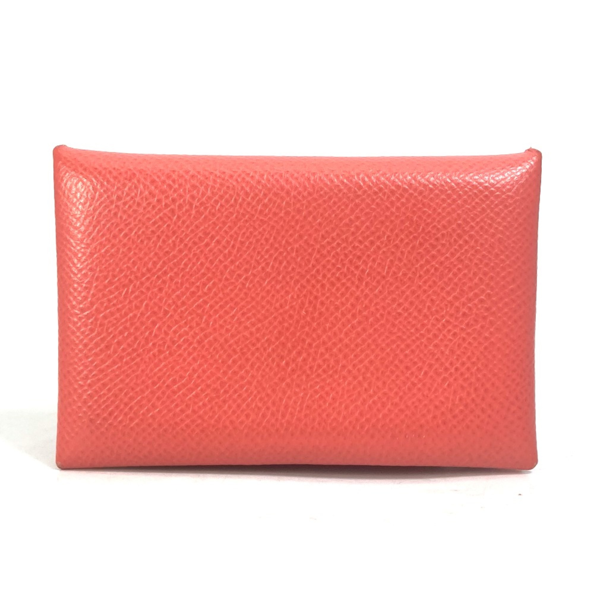 Hermes Two fold Business Card Holder Pass Case Card Case Rose texas RedBased