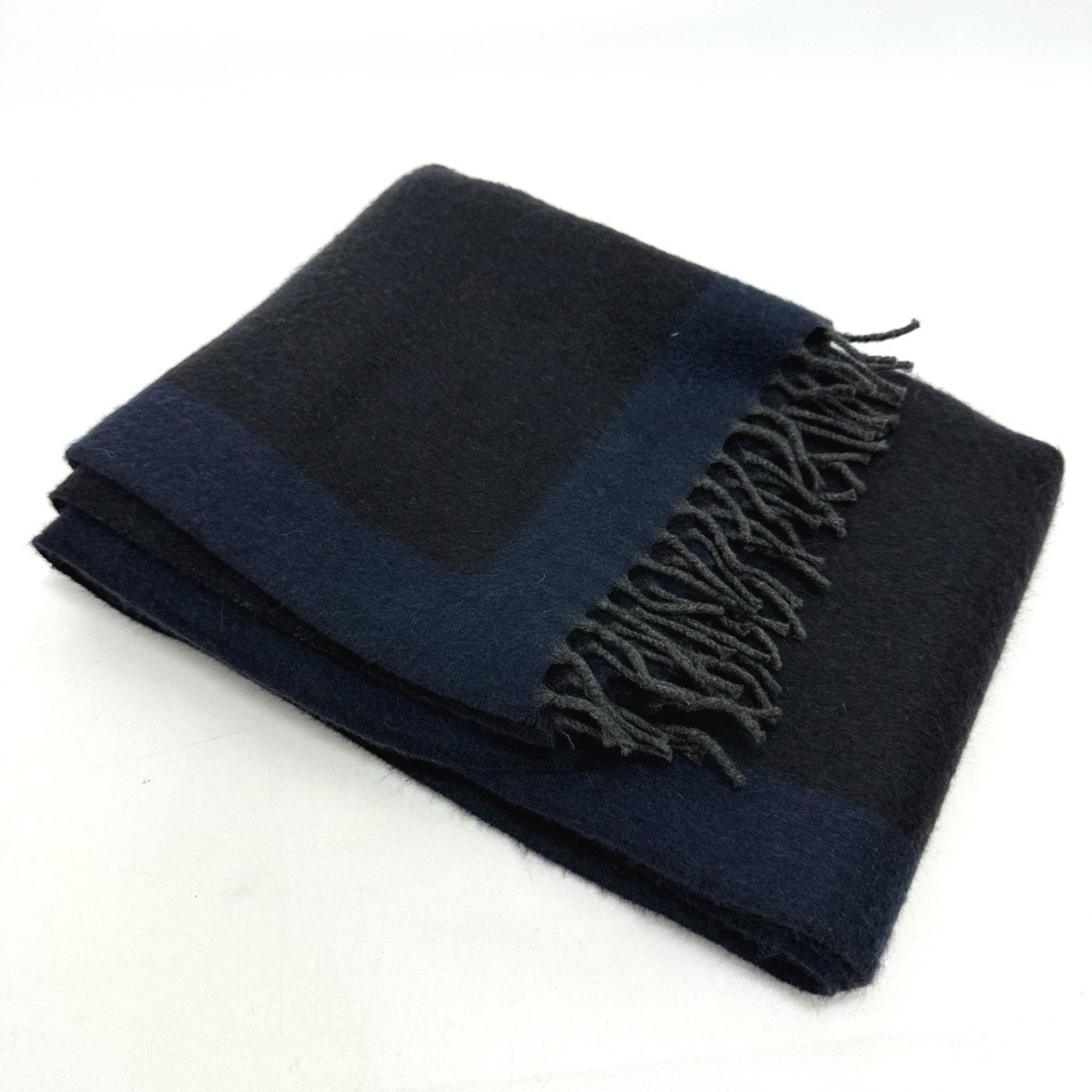 Hermes fringe Scarf Black/Navy