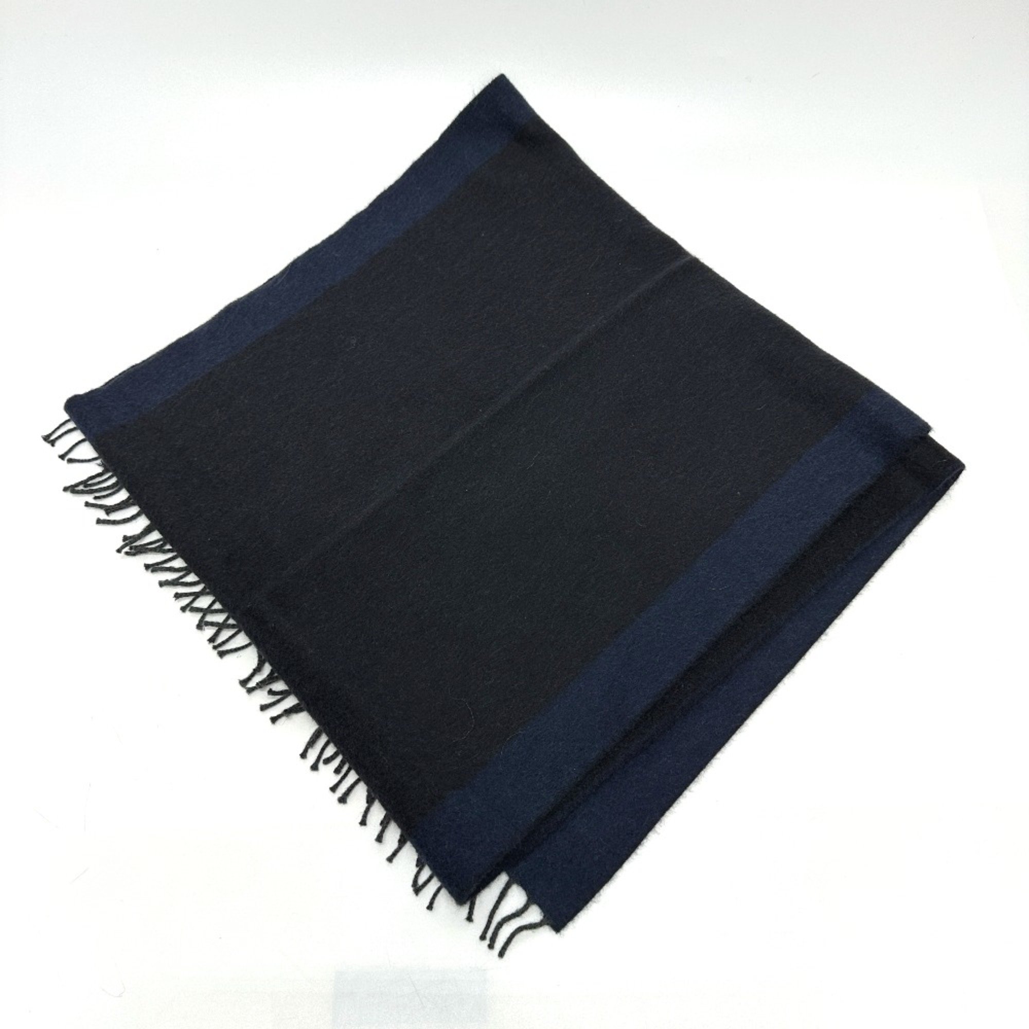 Hermes fringe Scarf Black/Navy