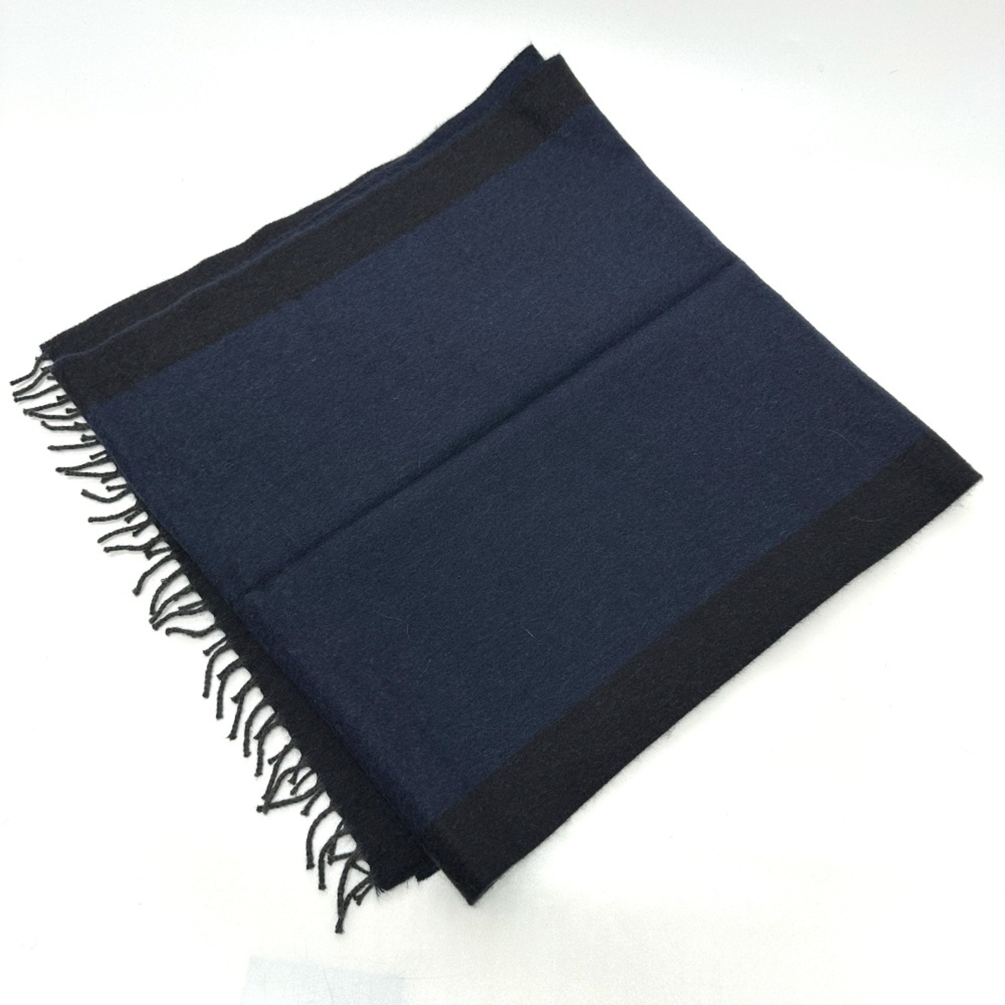 Hermes fringe Scarf Black/Navy