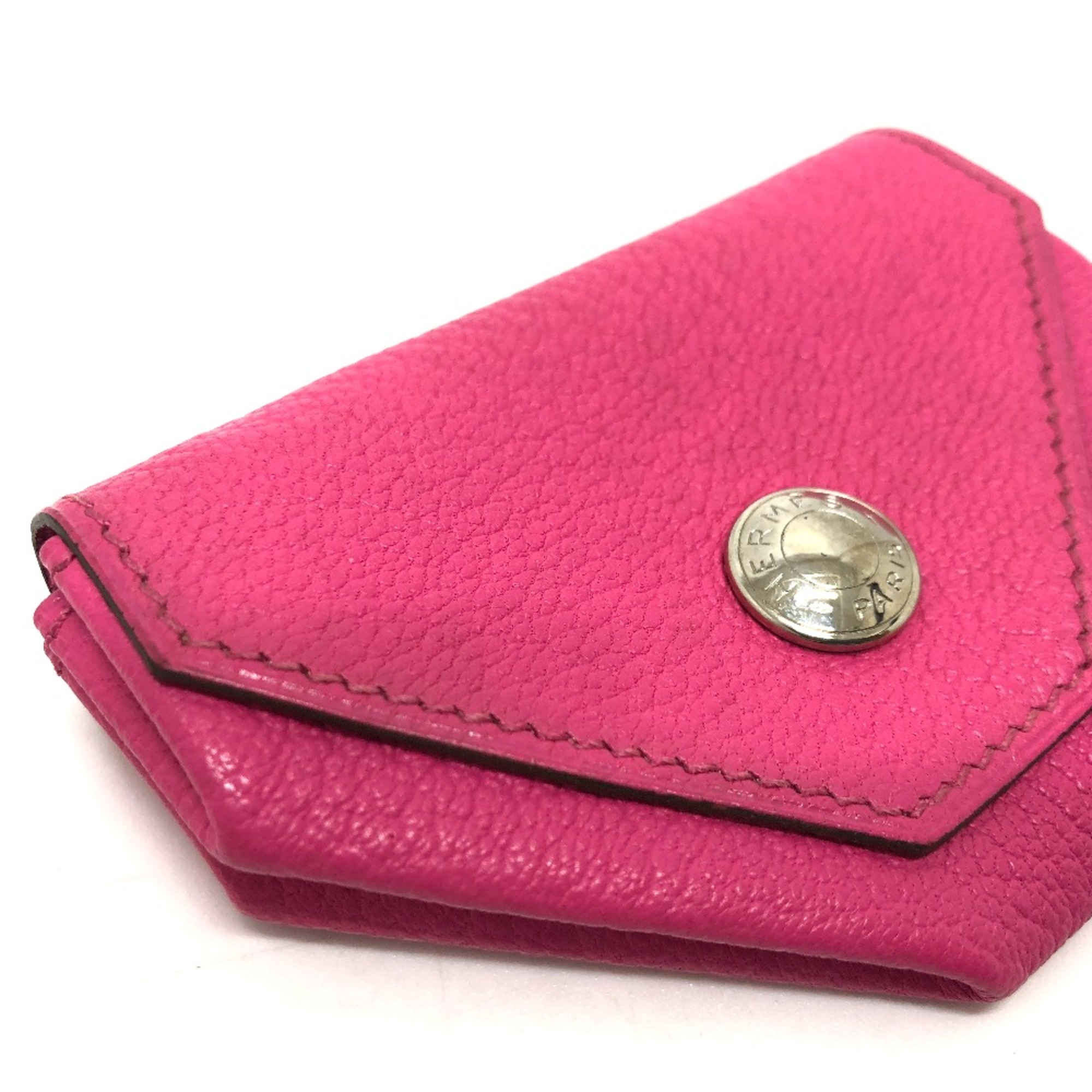 Hermes Coin Compartment coin purse Rose Tyrian pink SilverHardware