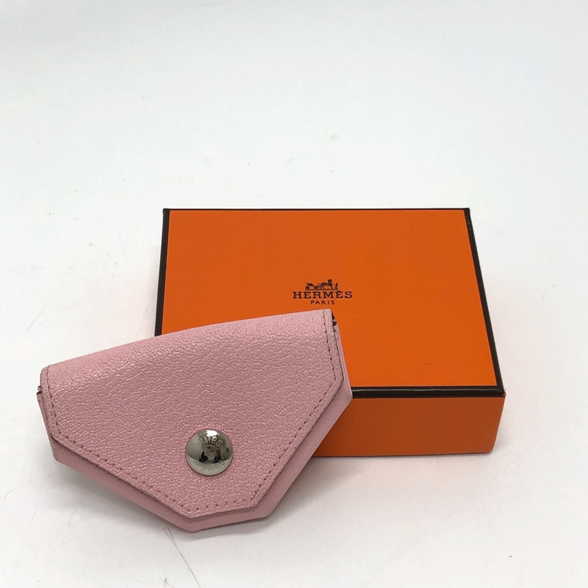 Hermes Coin Compartment coin purse Rose Sakura/Caramel pink SilverHardware