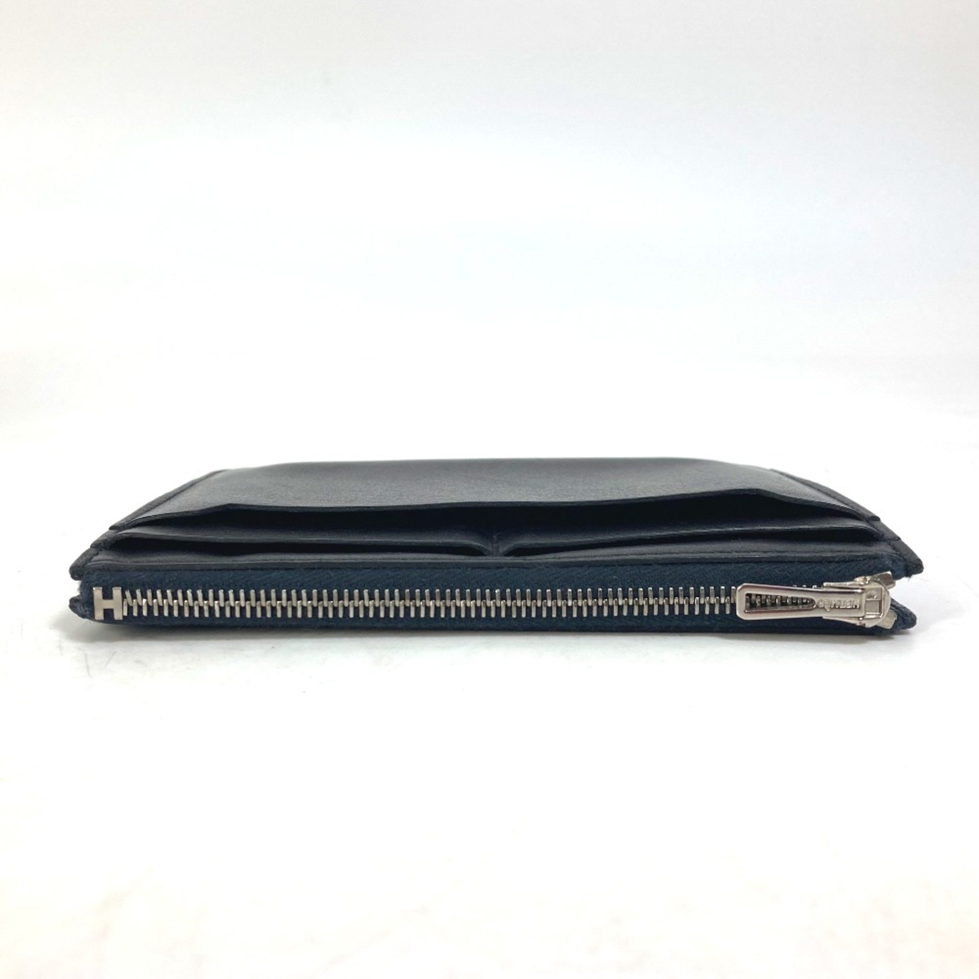 Hermes Bicolor Coin Compartment Wallet coin purse Black Navy