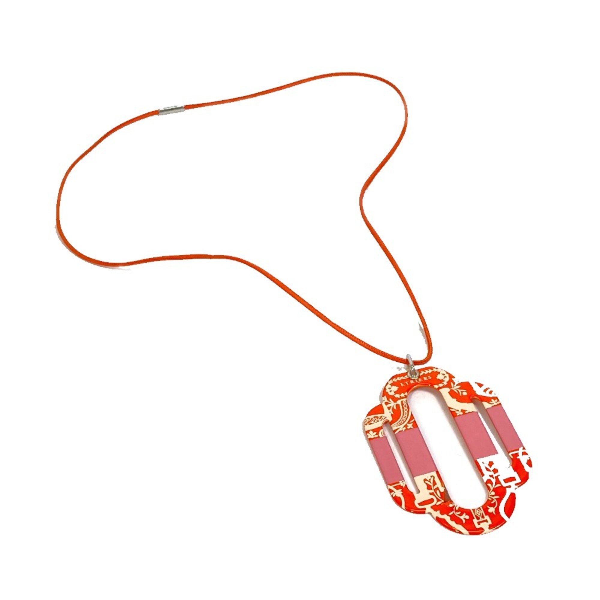 Hermes Plate Attrage Accessories Necklace Orange