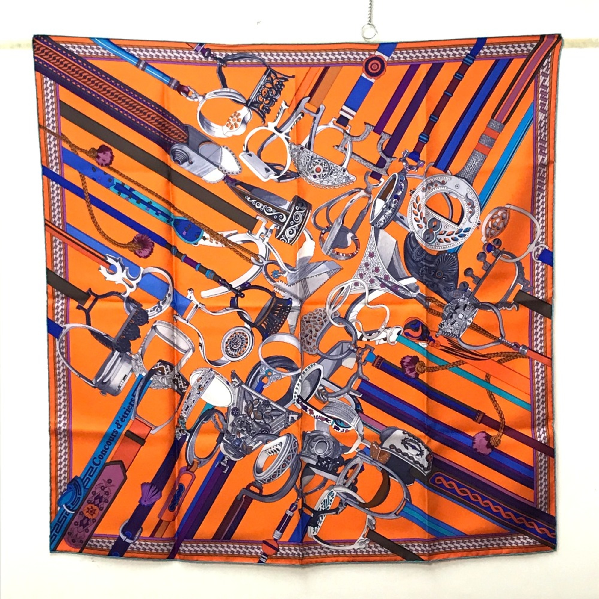 Hermes Concours detriers Scarf Orange x Purple x Blue