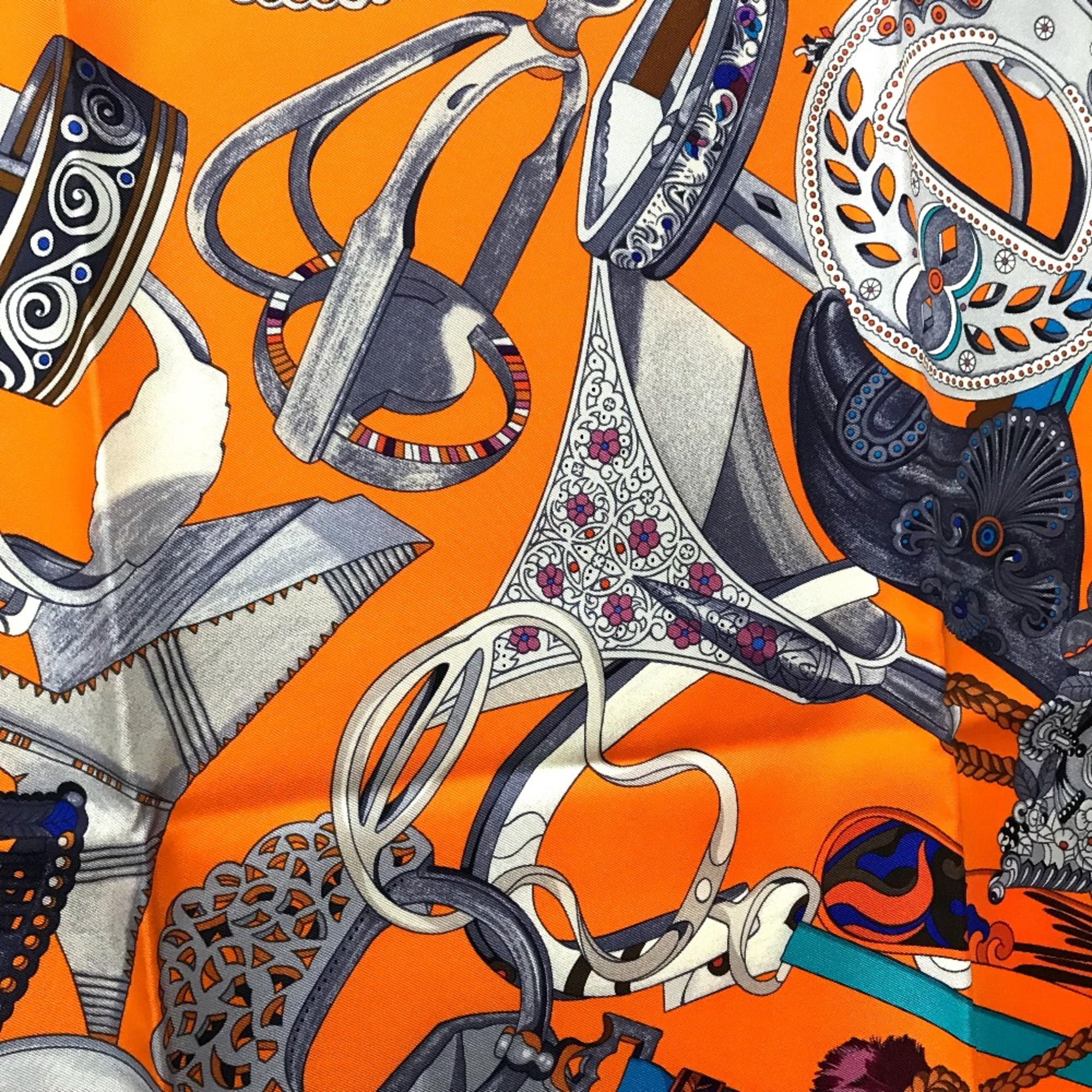 Hermes Concours detriers Scarf Orange x Purple x Blue