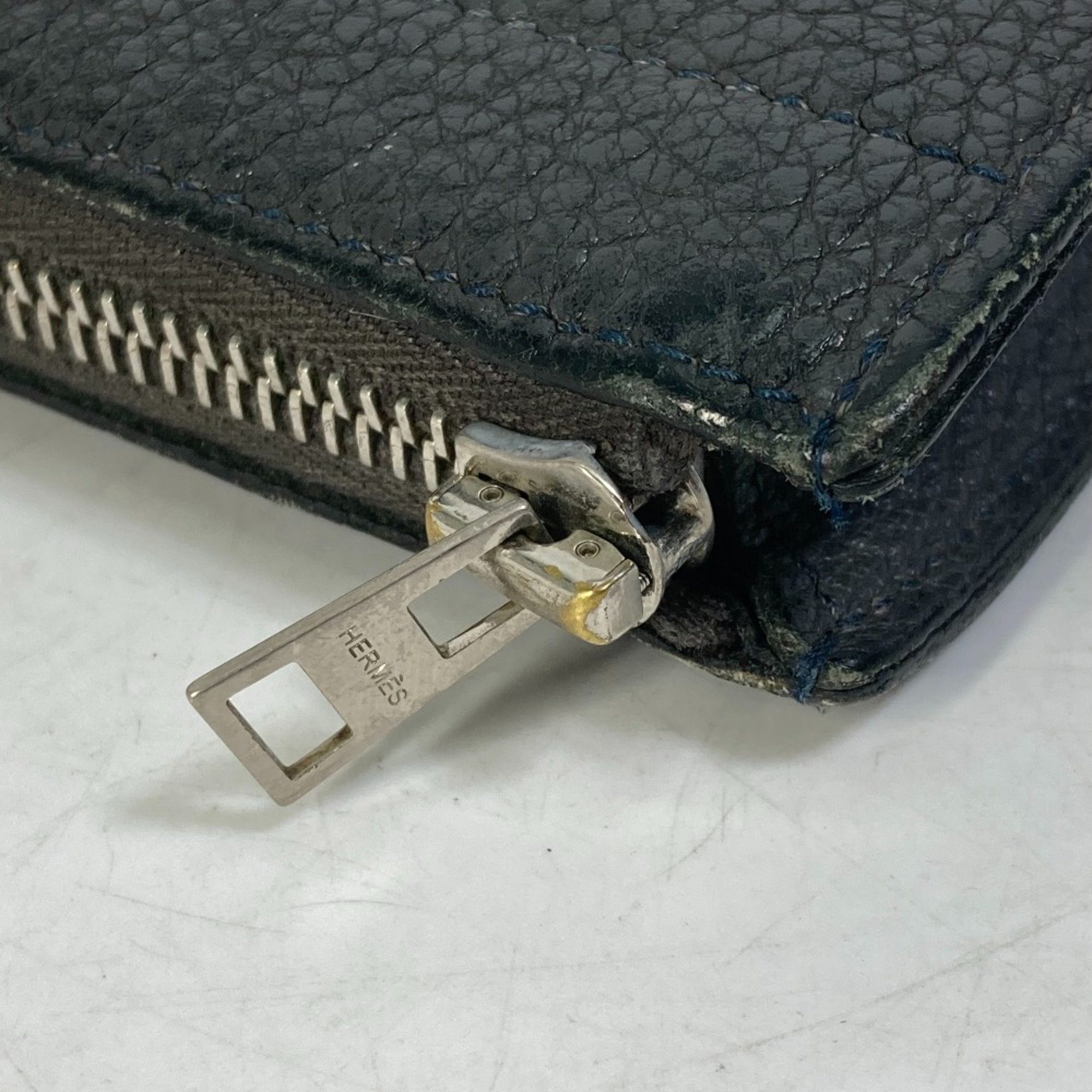 Hermes L-shaped fastener computer case bag Clutch bag gray