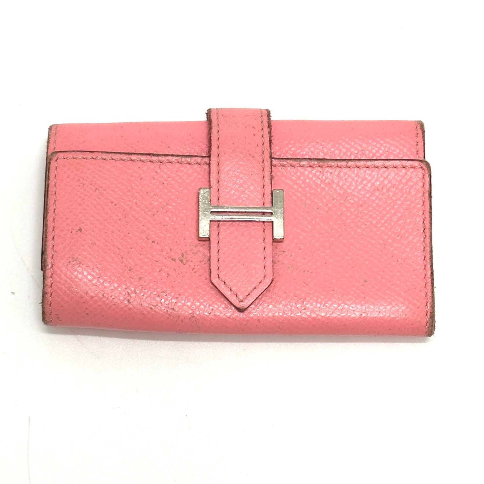 Hermes HHardware 4-Ring Key Case Rose Confetti pink