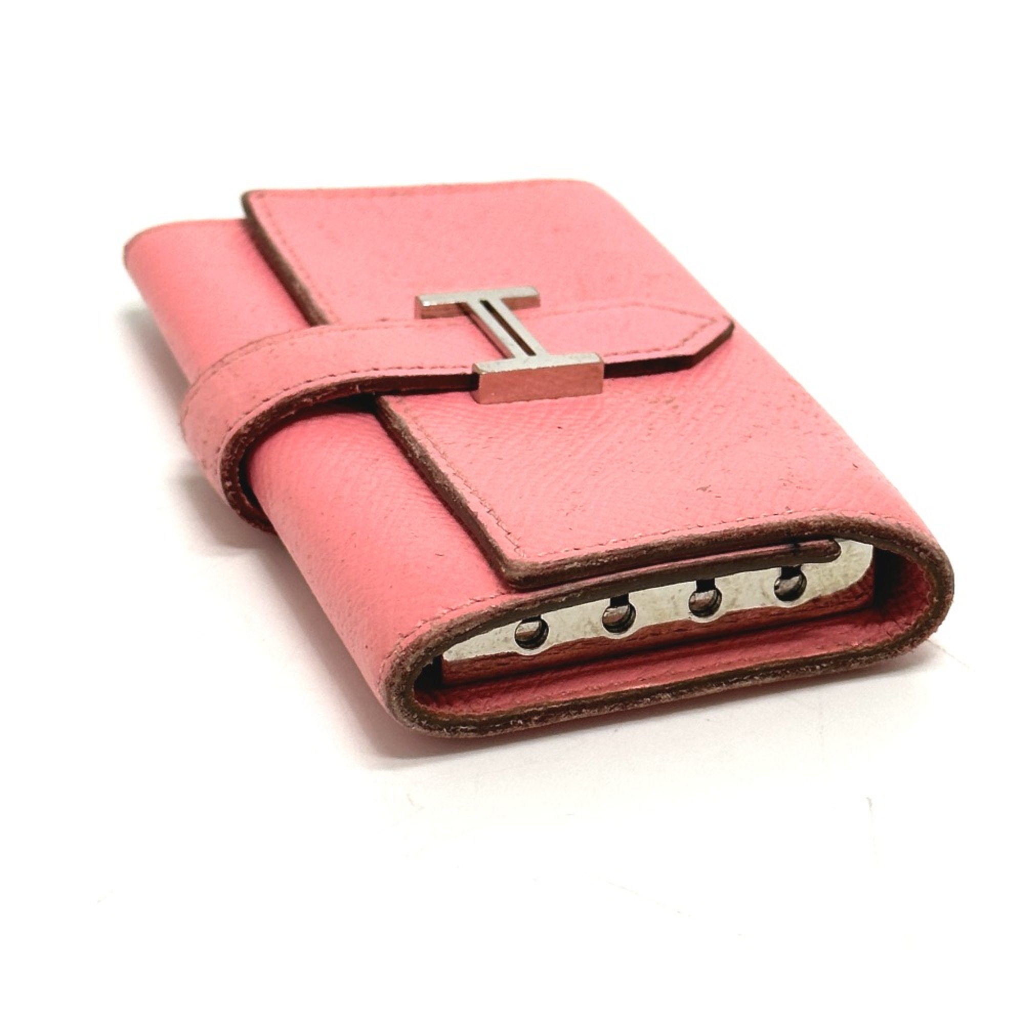 Hermes HHardware 4-Ring Key Case Rose Confetti pink