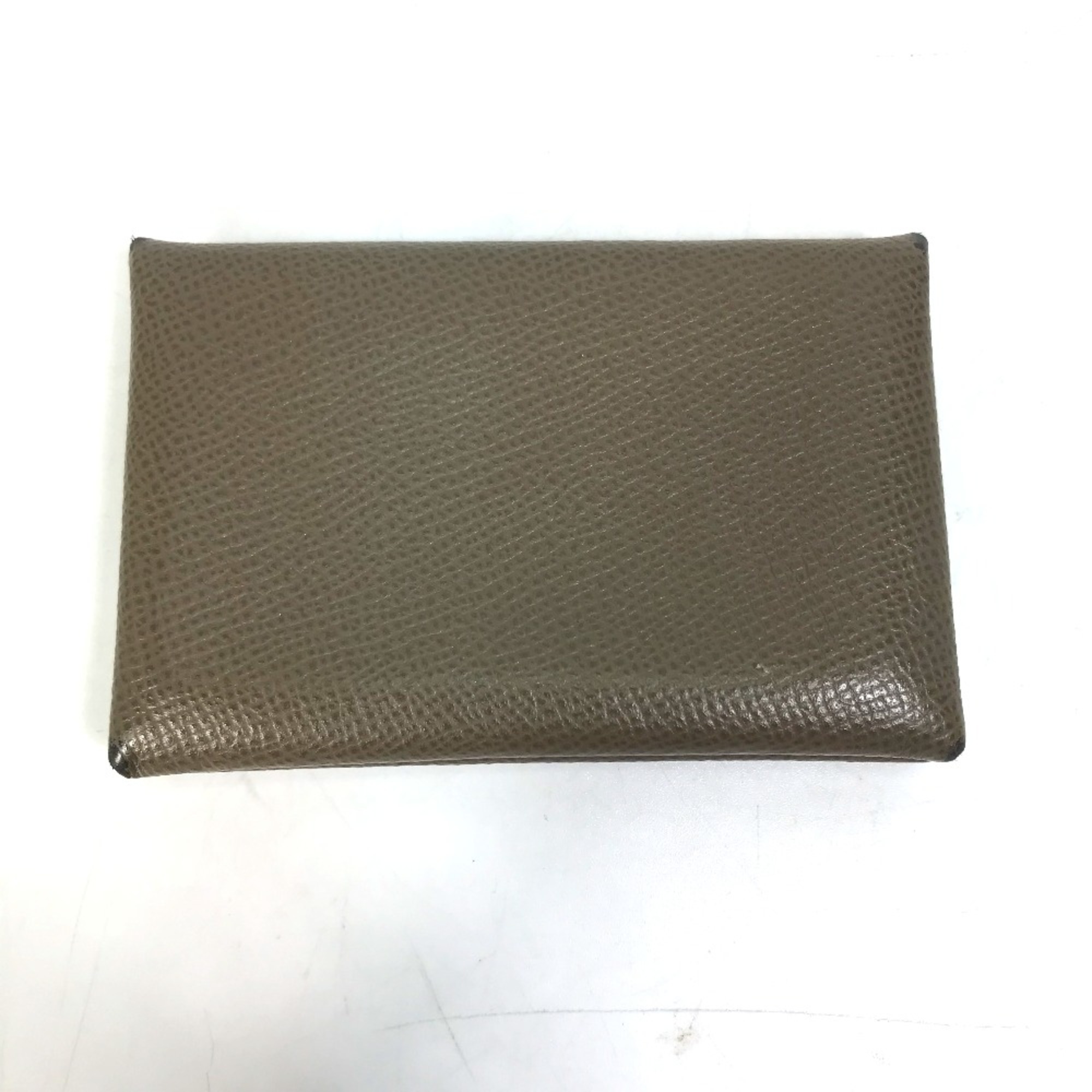 Hermes Two fold Business Card Holder Pass Case Card Case Etope Etoupe gray