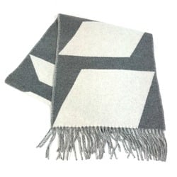 Hermes Fringe Bicolor Scarf Gray x White