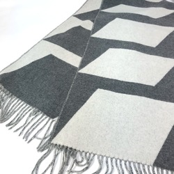 Hermes Fringe Bicolor Scarf Gray x White