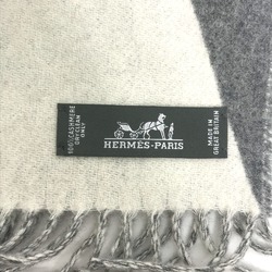 Hermes Fringe Bicolor Scarf Gray x White