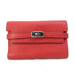 Hermes Compact wallet Trifold wallet Rouge Coo Red SilverHardware