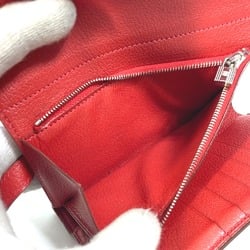 Hermes Compact wallet Trifold wallet Rouge Coo Red SilverHardware