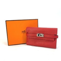 Hermes Compact wallet Trifold wallet Rouge Coo Red SilverHardware