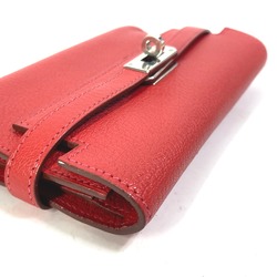 Hermes Compact wallet Trifold wallet Rouge Coo Red SilverHardware