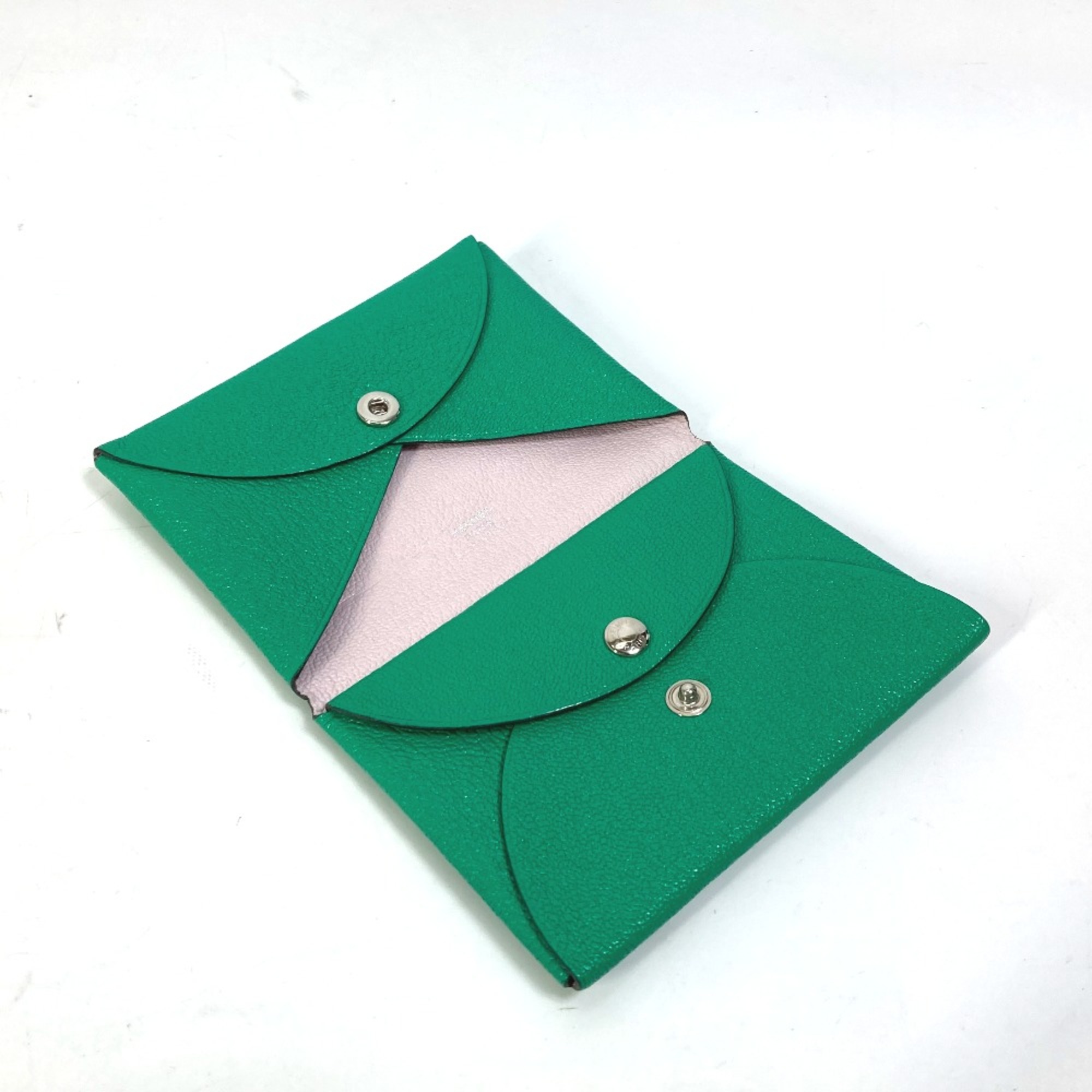 Hermes Coin Compartment coin purse Card Case Bicolor Card Case Mint/Mauve Pale Green pink