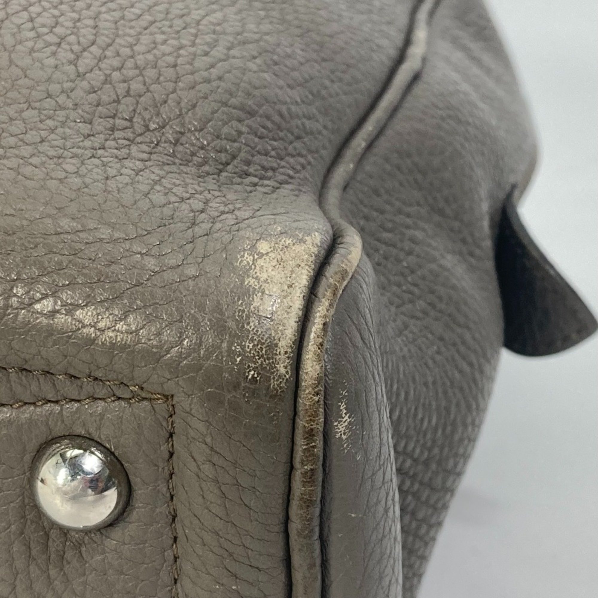 Hermes Hand Bag Duffle Bag Etoupe Gray Based SilverHardware