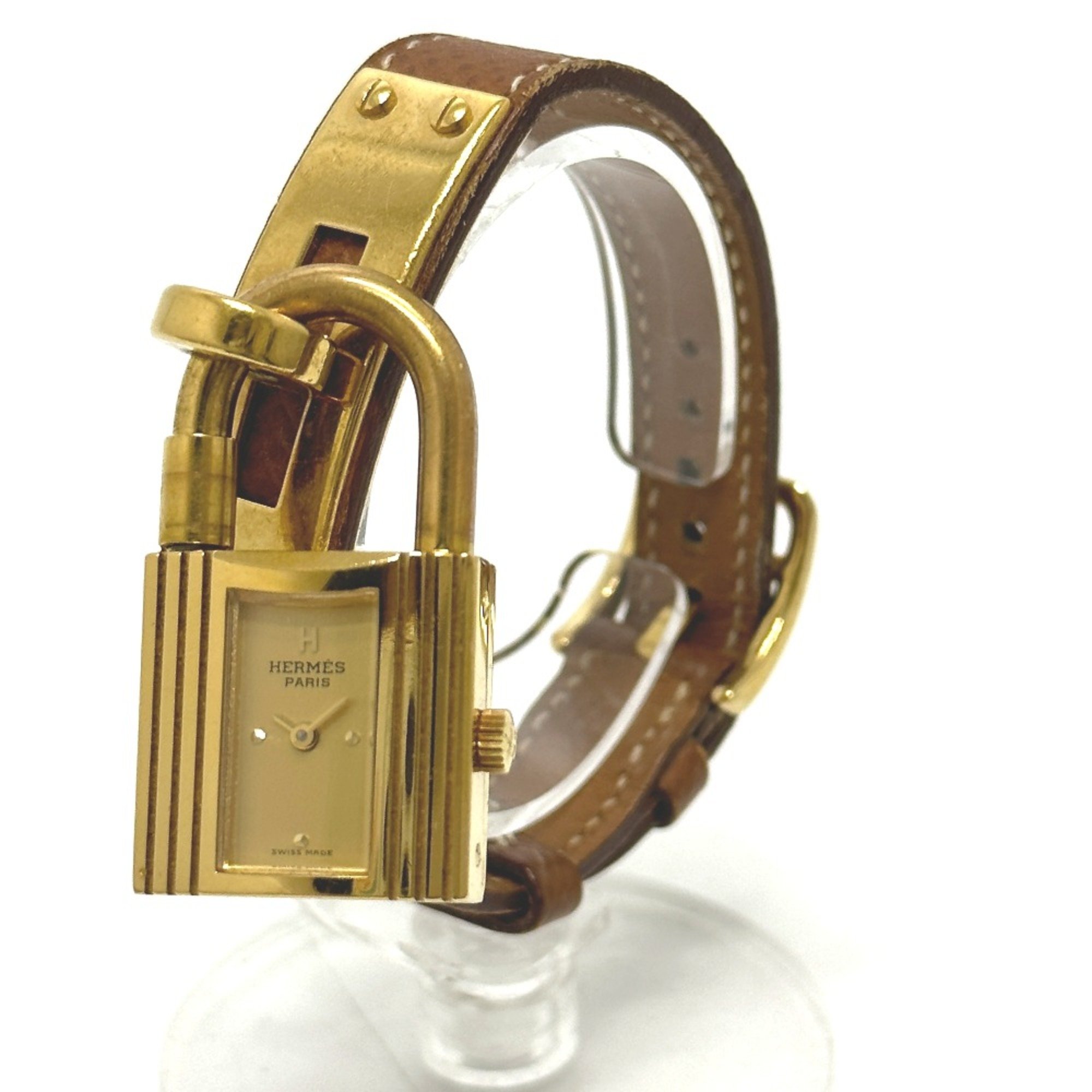 Hermes Quartz Wristwatch Gold Brown belt