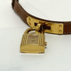 Hermes Quartz Wristwatch Gold Brown belt