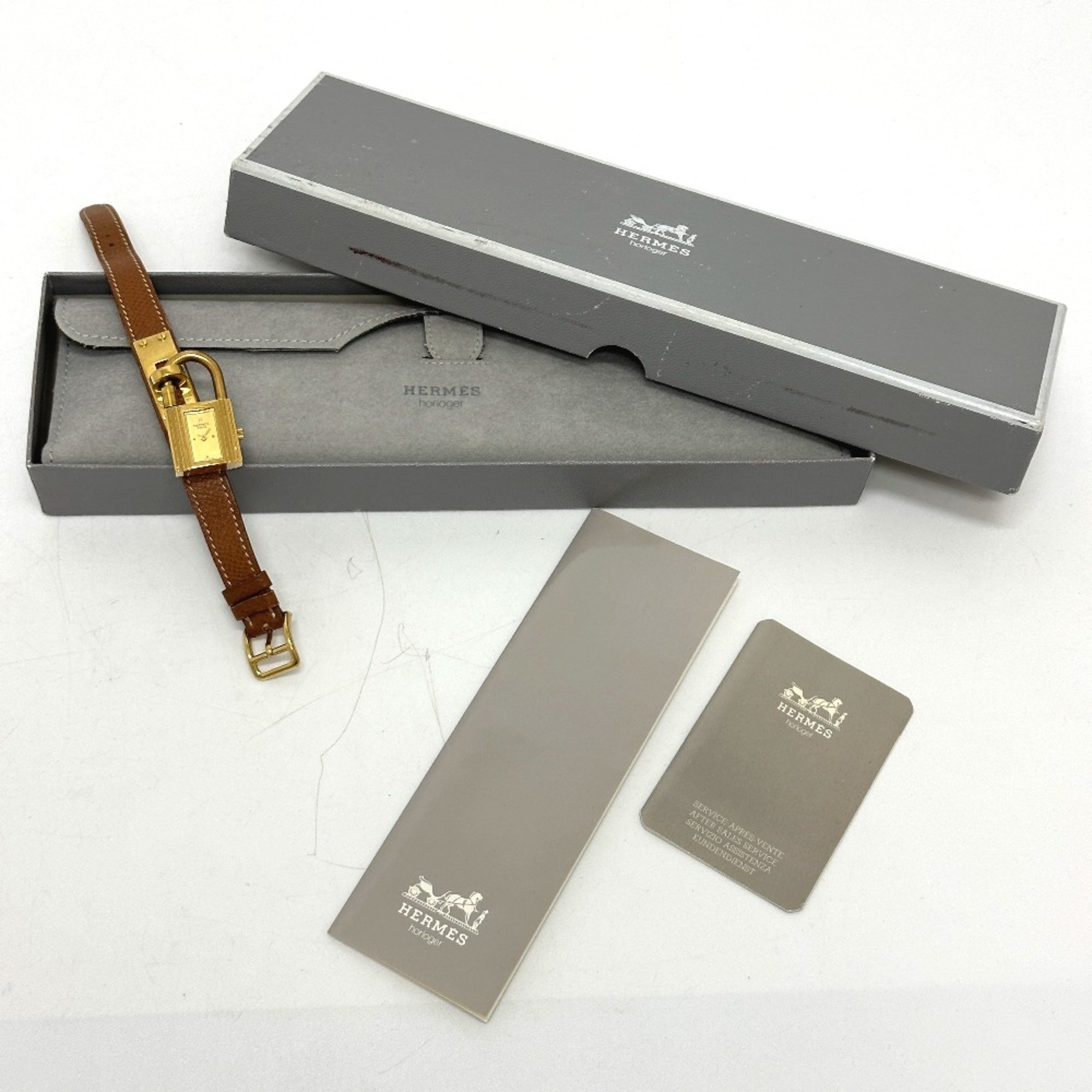 Hermes Quartz Wristwatch Gold Brown belt