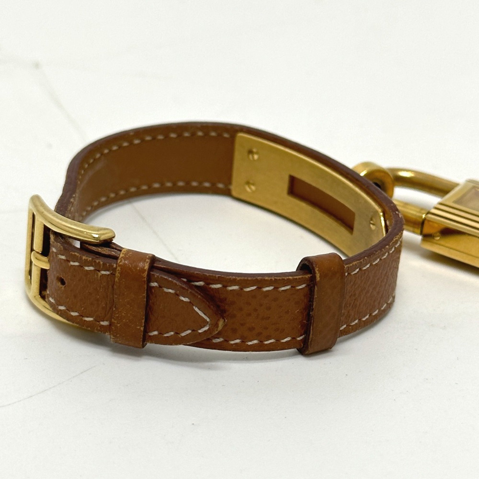 Hermes Quartz Wristwatch Gold Brown belt