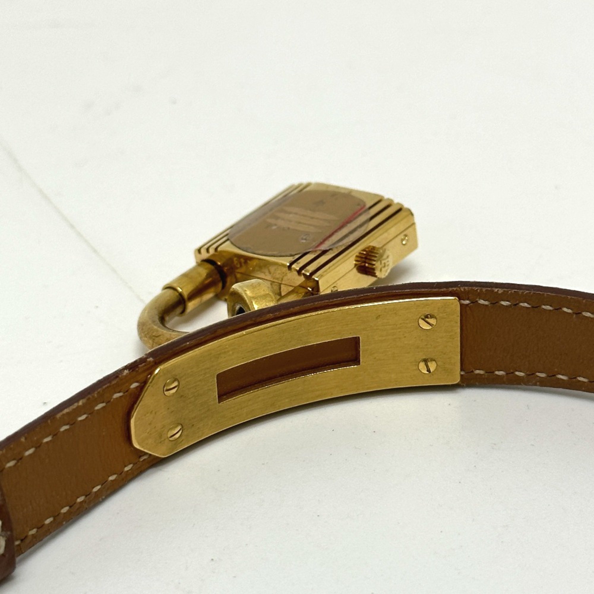 Hermes Quartz Wristwatch Gold Brown belt