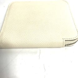 Hermes Silk-In Coin Compartment Compact Wallet Zip Around coin purse Nata White