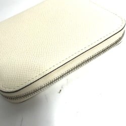 Hermes Silk-In Coin Compartment Compact Wallet Zip Around coin purse Nata White