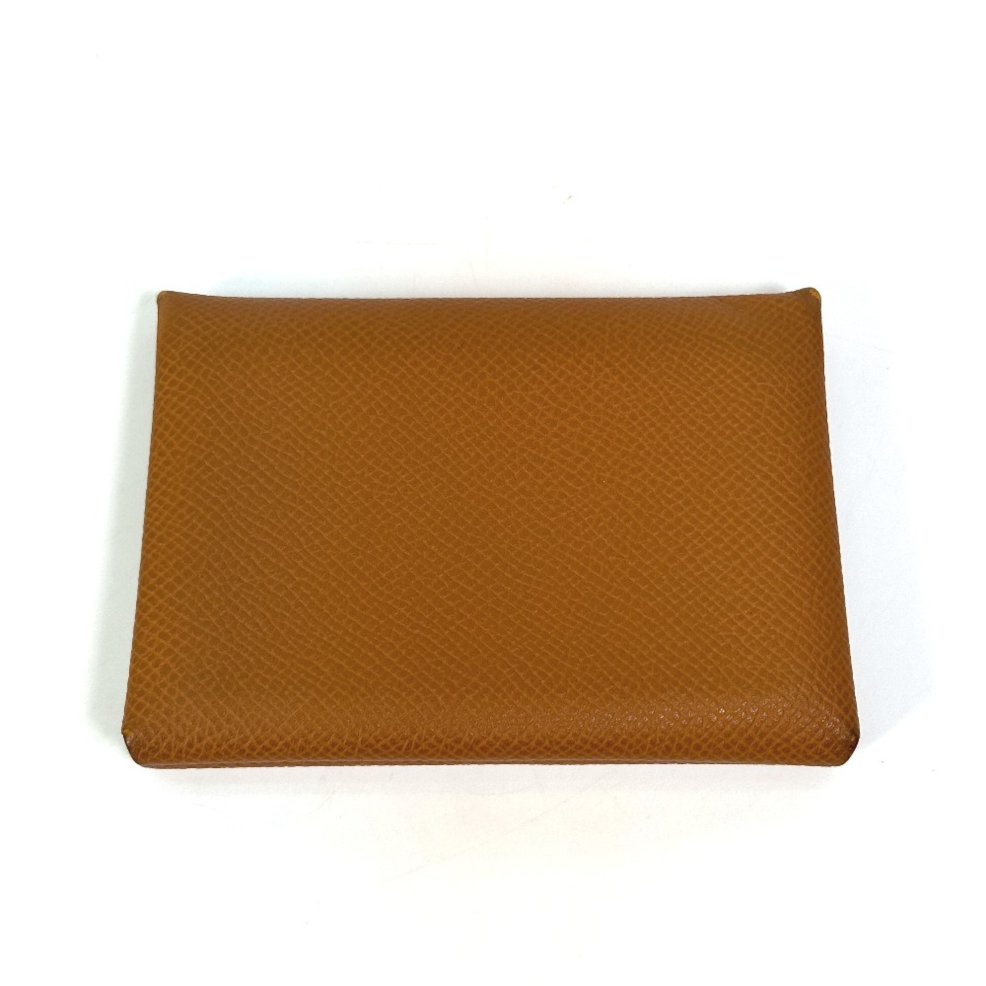 Hermes Wallet Coin Compartment coin purse Card Case Card Case Gold Brown