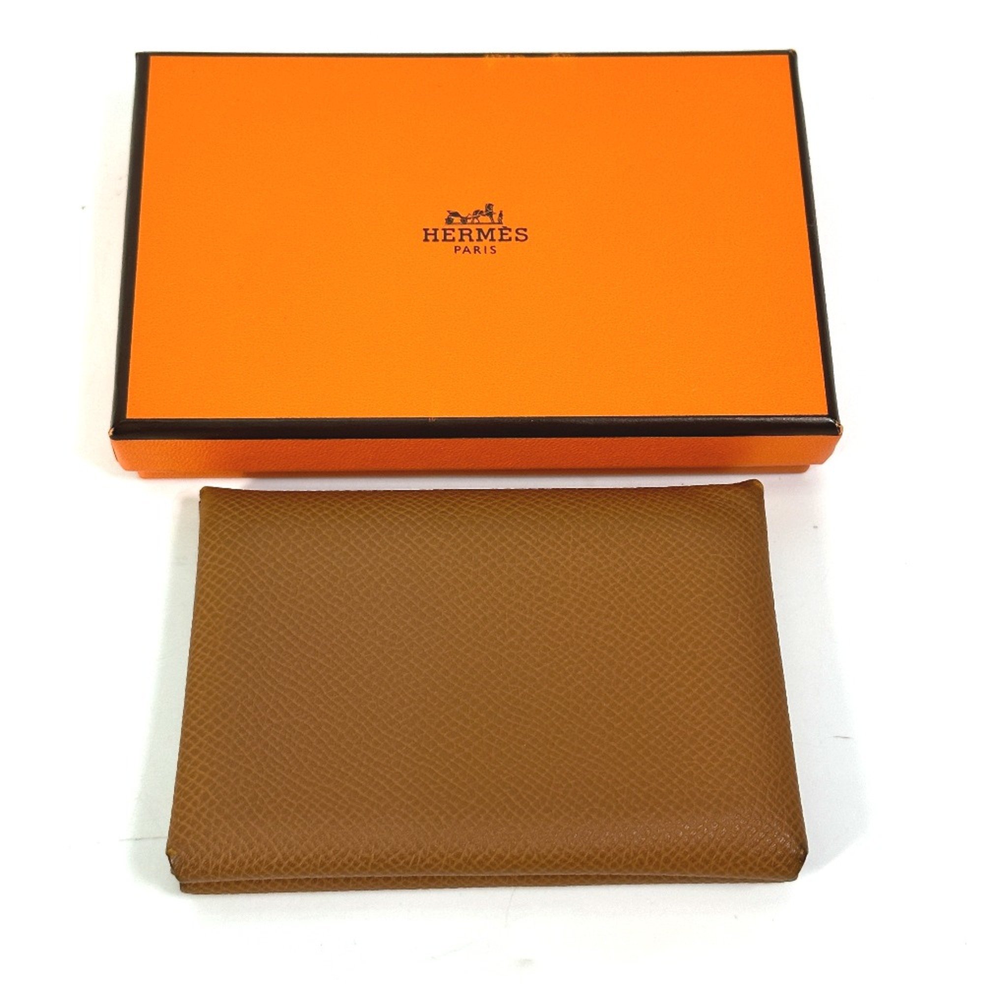 Hermes Wallet Coin Compartment coin purse Card Case Card Case Gold Brown