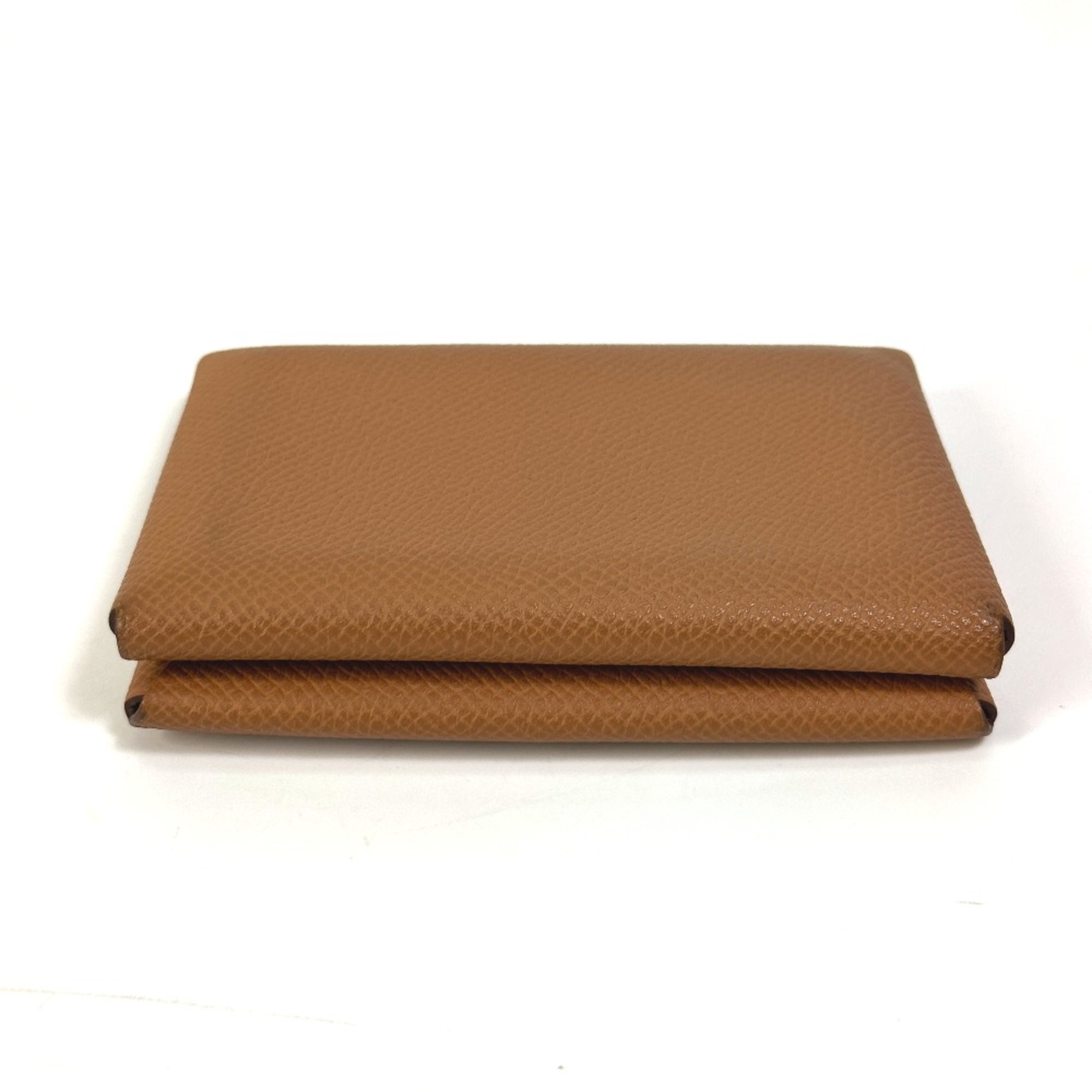 Hermes Wallet Coin Compartment coin purse Card Case Card Case Gold Brown