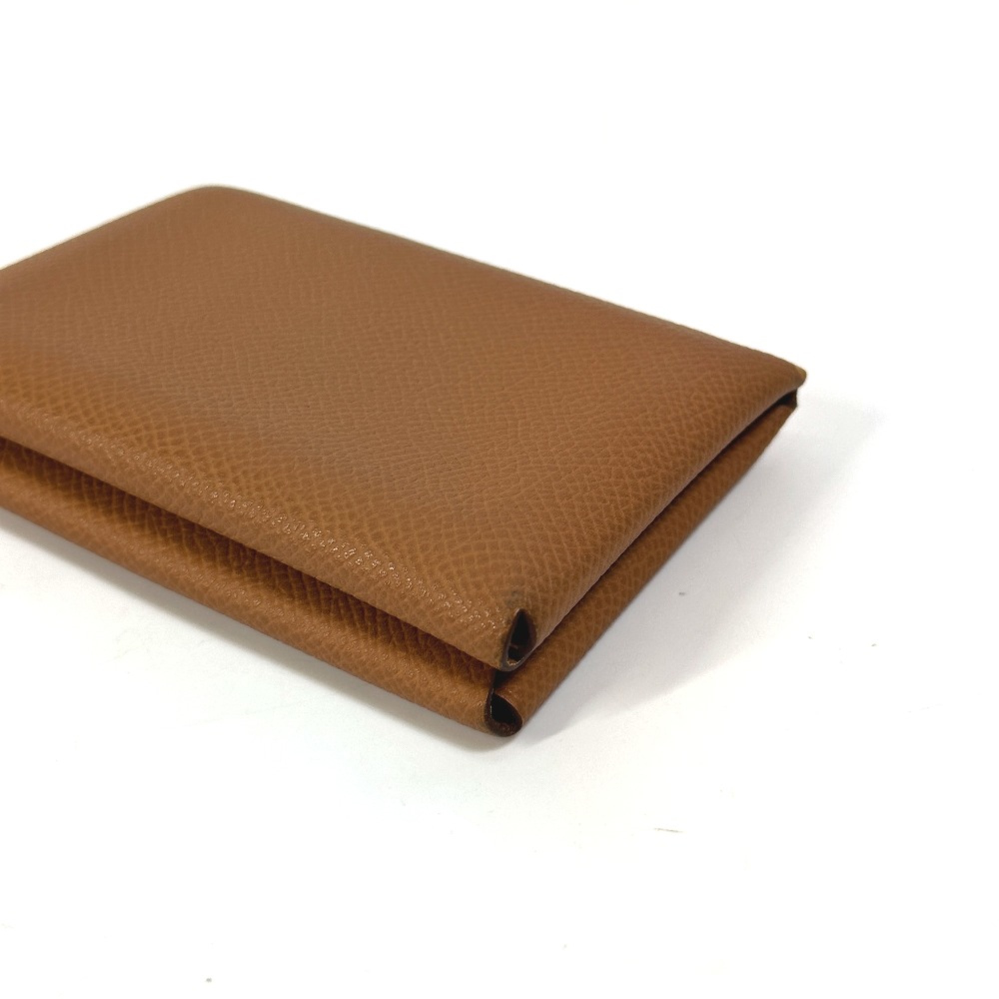 Hermes Wallet Coin Compartment coin purse Card Case Card Case Gold Brown